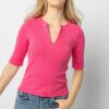 Cuffed Elbow Sleeve V-Neck - Image 4