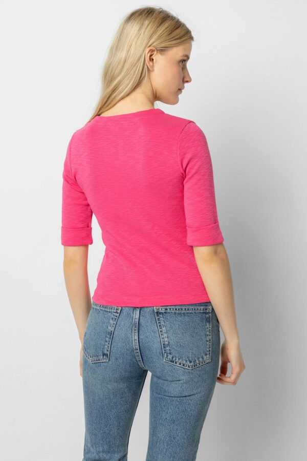 Cuffed Elbow Sleeve V-Neck - Image 5