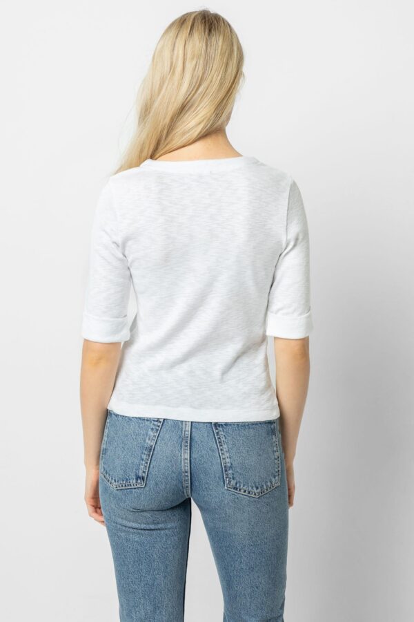 Cuffed Elbow Sleeve V-Neck