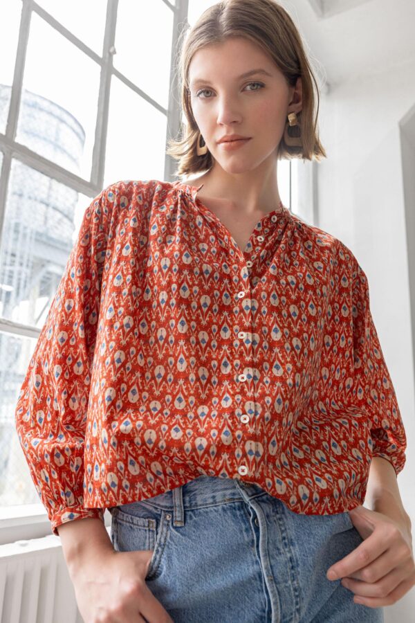 Long Sleeve Shirred Blouse - Image 5