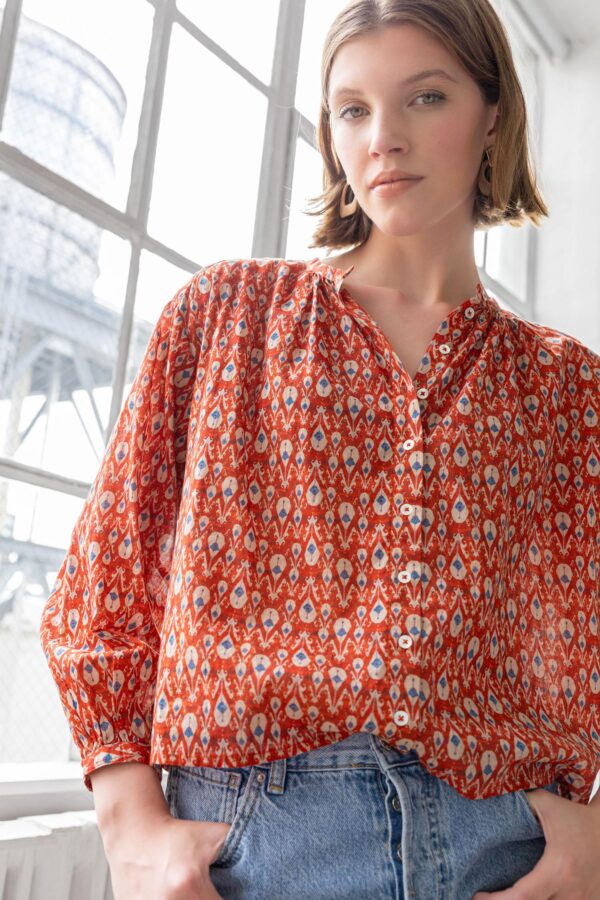 Long Sleeve Shirred Blouse - Image 6