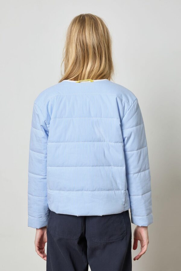 Striped Collarless Jacket - Image 2