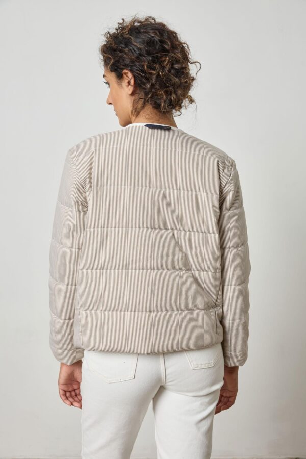 Striped Collarless Jacket - Image 8