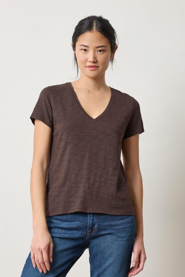 Short Sleeve Back Seam V-Neck - Image 8