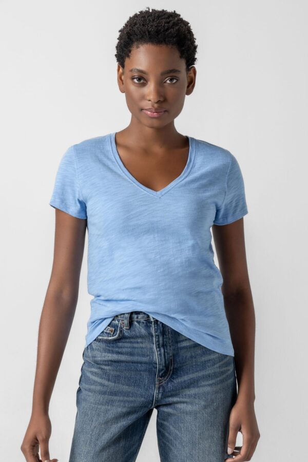 Short Sleeve Back Seam V-Neck - Image 17