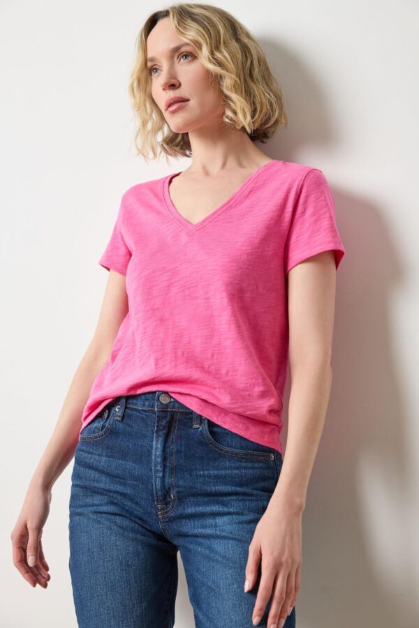 Short Sleeve Back Seam V-Neck - Image 19