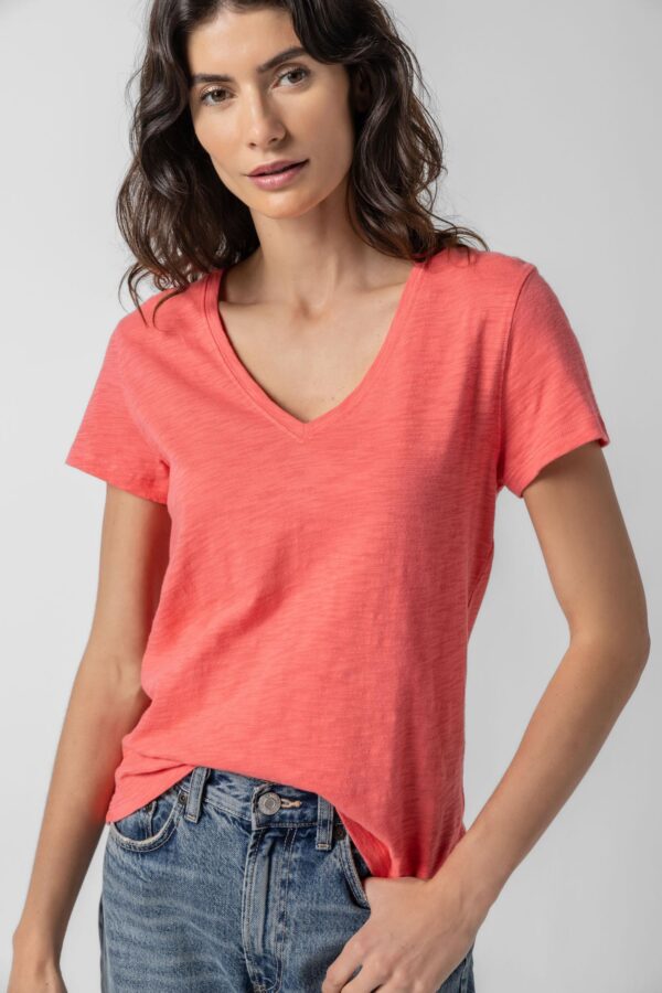 Short Sleeve Back Seam V-Neck - Image 21