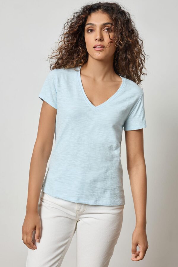Short Sleeve Back Seam V-Neck - Image 6