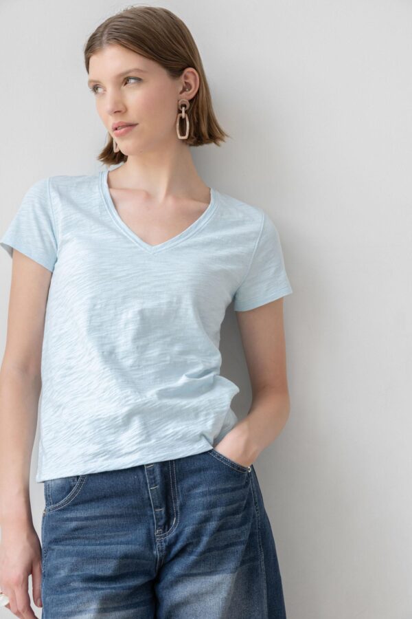 Short Sleeve Back Seam V-Neck - Image 5