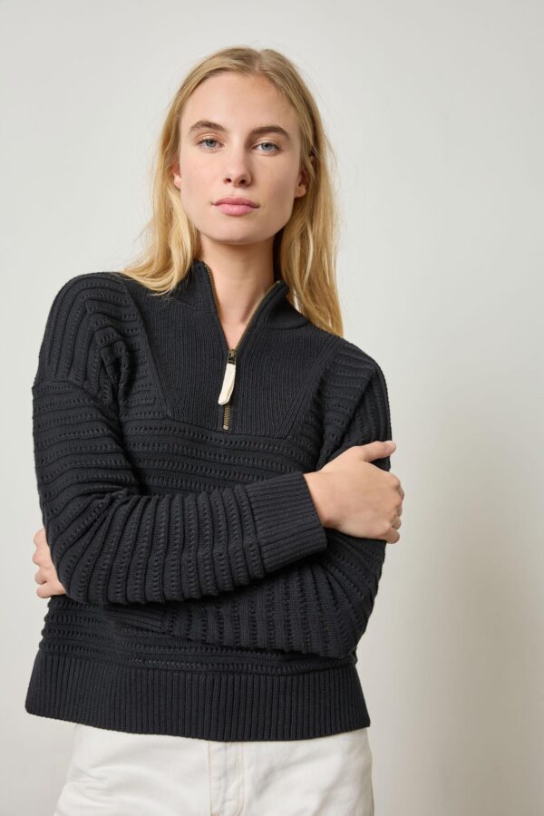 Pointelle Half-Zip Sweater - Image 2