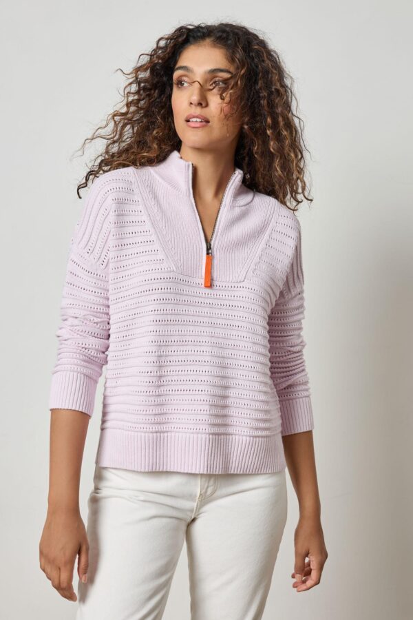 Pointelle Half-Zip Sweater - Image 4