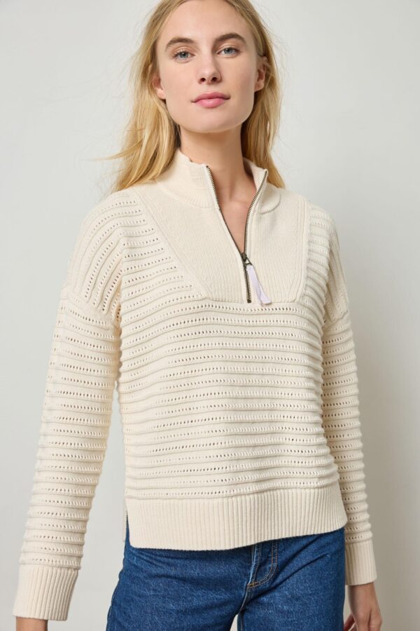 Pointelle Half-Zip Sweater - Image 6