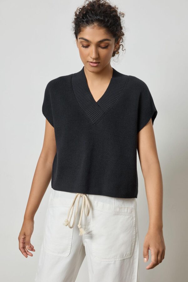 Wide Trim V-Neck Sweater - Image 2
