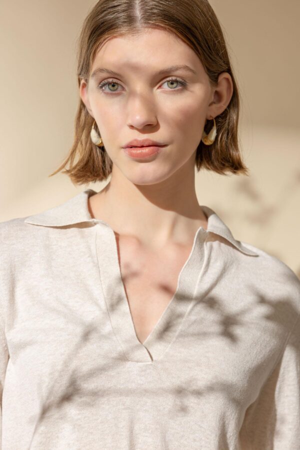 Elbow Sleeve Polo Sweater - Image 7