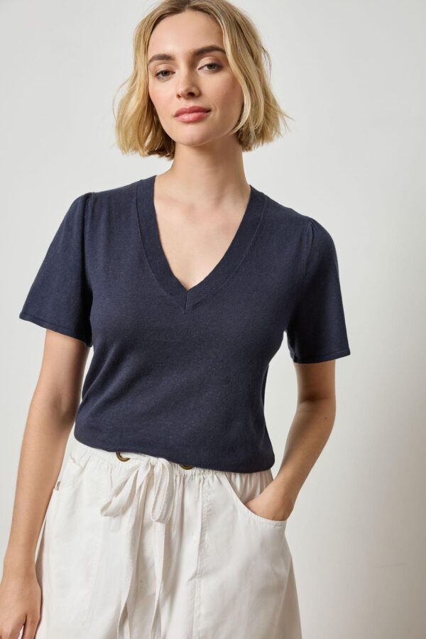 Short Sleeve V-Neck Sweater - Image 3