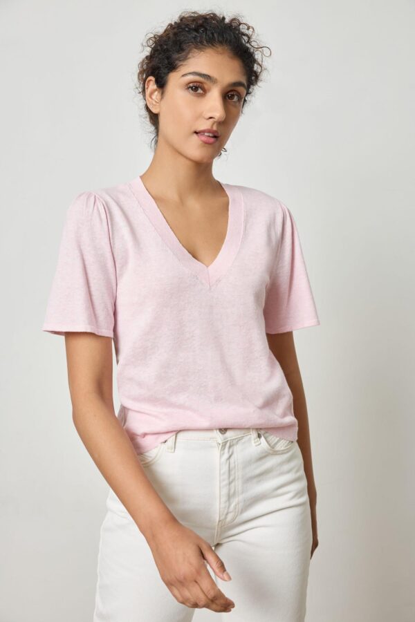 Short Sleeve V-Neck Sweater - Image 7