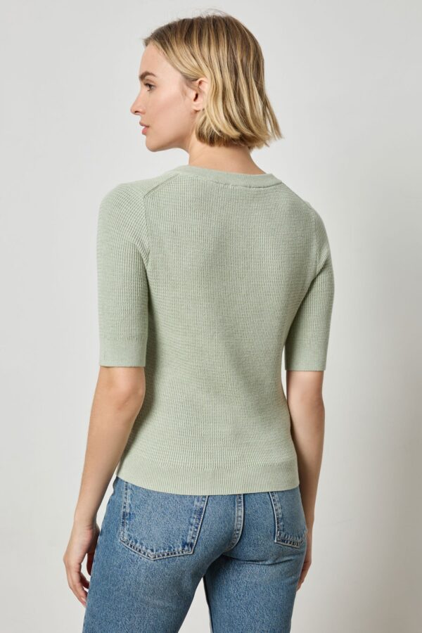 Elbow Sleeve Split Neck Sweater - Image 2