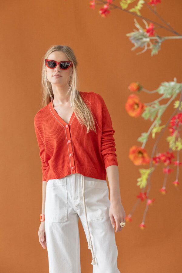 Saddle Sleeve V-Neck Cardigan - Image 7