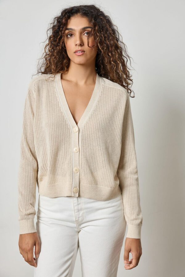 Saddle Sleeve V-Neck Cardigan - Image 8