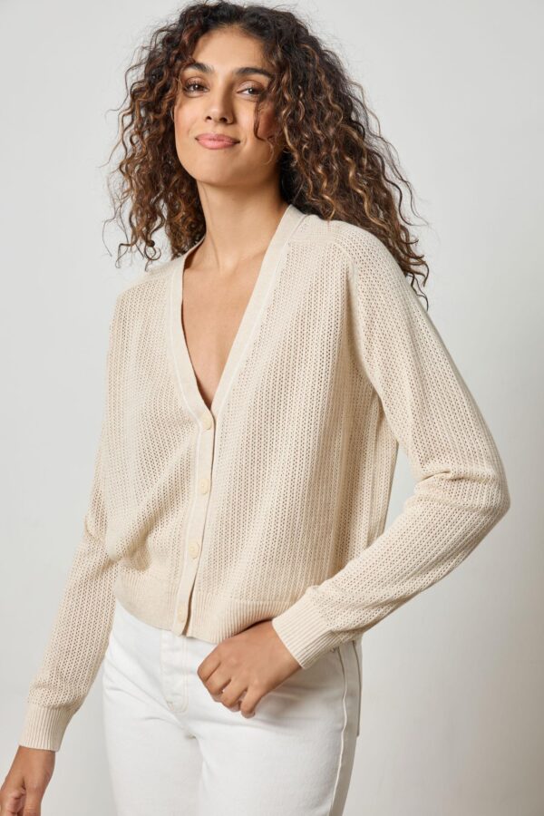 Saddle Sleeve V-Neck Cardigan - Image 9