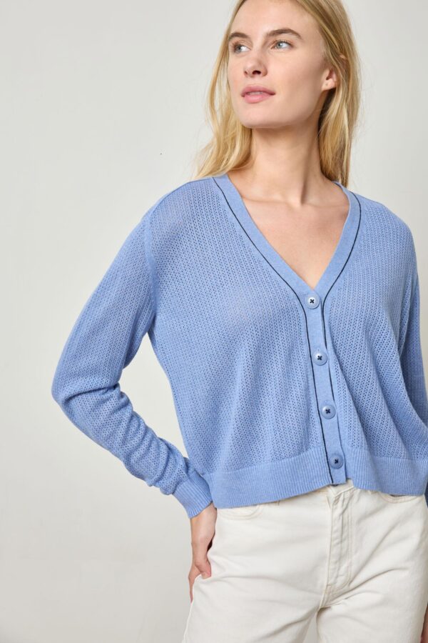 Saddle Sleeve V-Neck Cardigan - Image 11