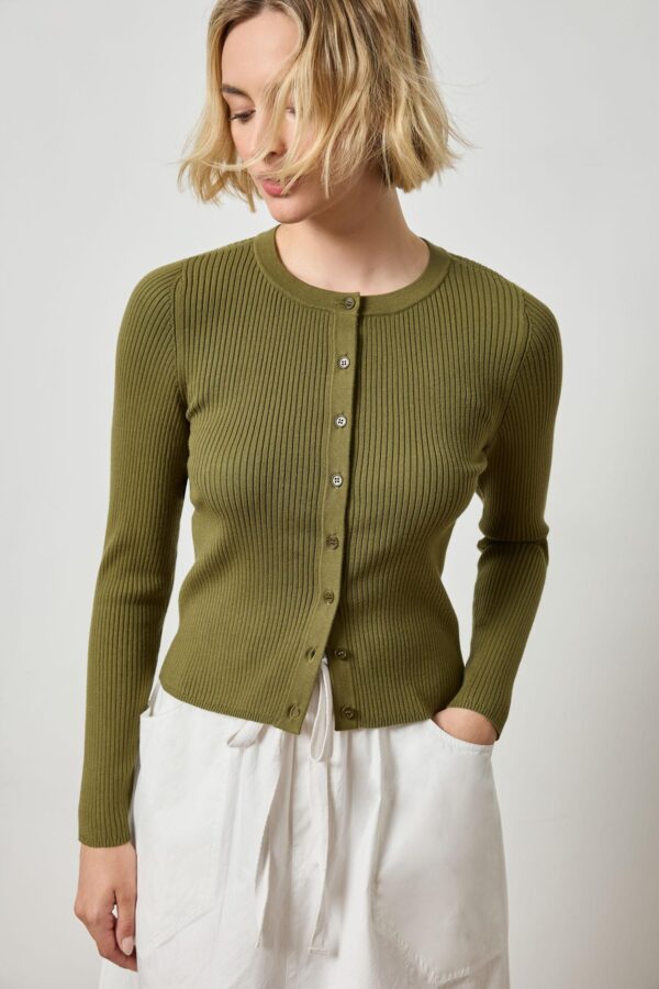 Cropped Ribbed Cardigan - Image 7