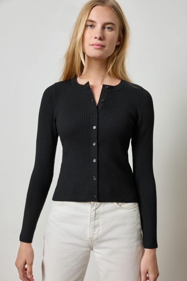 Cropped Ribbed Cardigan - Image 3