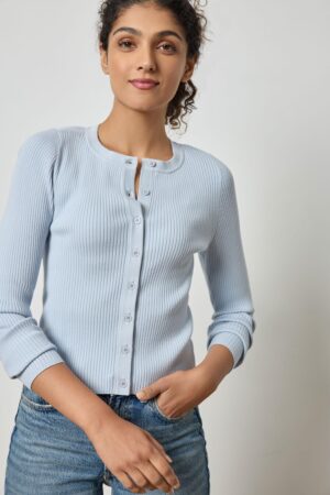 Cropped Ribbed Cardigan