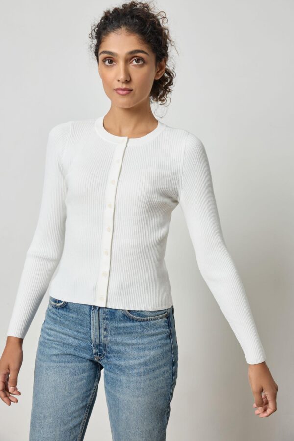 Cropped Ribbed Cardigan - Image 5