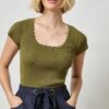 Cap Sleeve Scallop Neck Sweater - Image 6