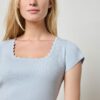 Cap Sleeve Scallop Neck Sweater