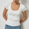 Cap Sleeve Scallop Neck Sweater - Image 3