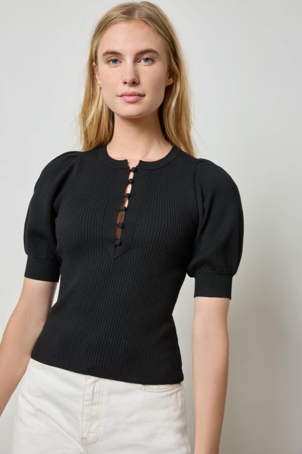 Elbow Sleeve Henley Sweater - Image 7
