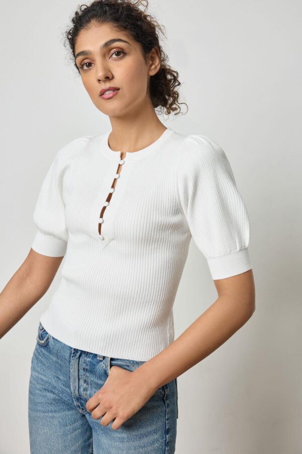 Elbow Sleeve Henley Sweater