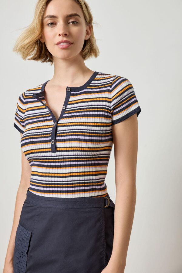 Striped Short Sleeve Henley - Image 3