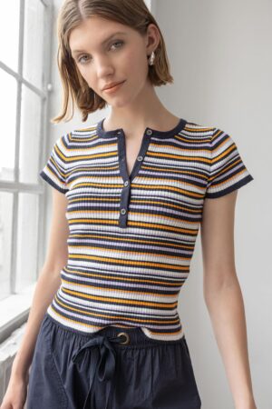 Striped Short Sleeve Henley