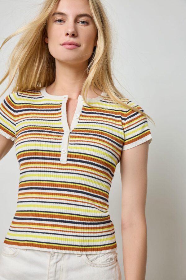 Striped Short Sleeve Henley - Image 5