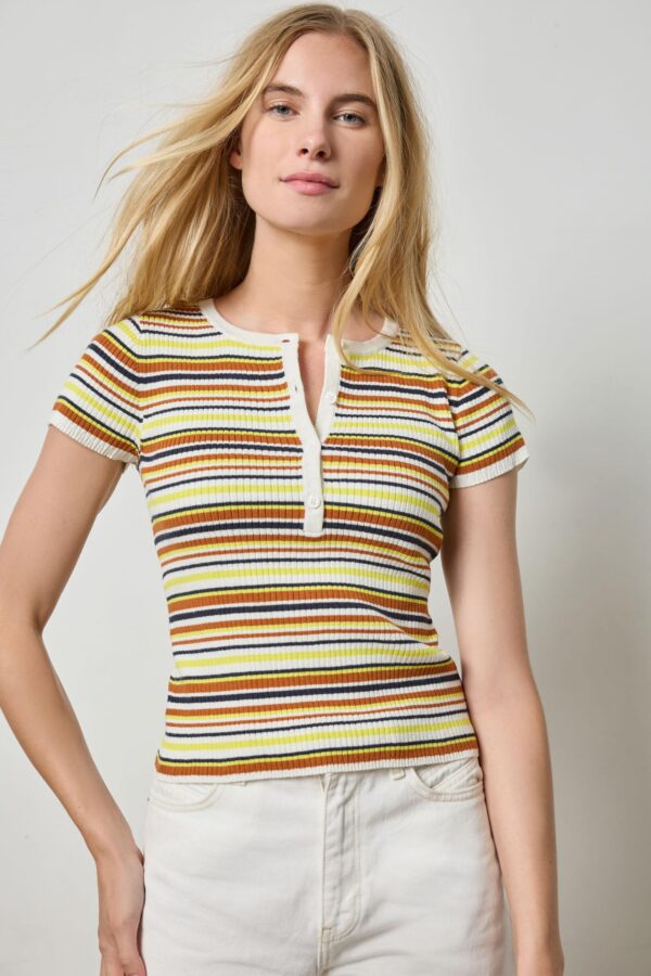 Striped Short Sleeve Henley - Image 6