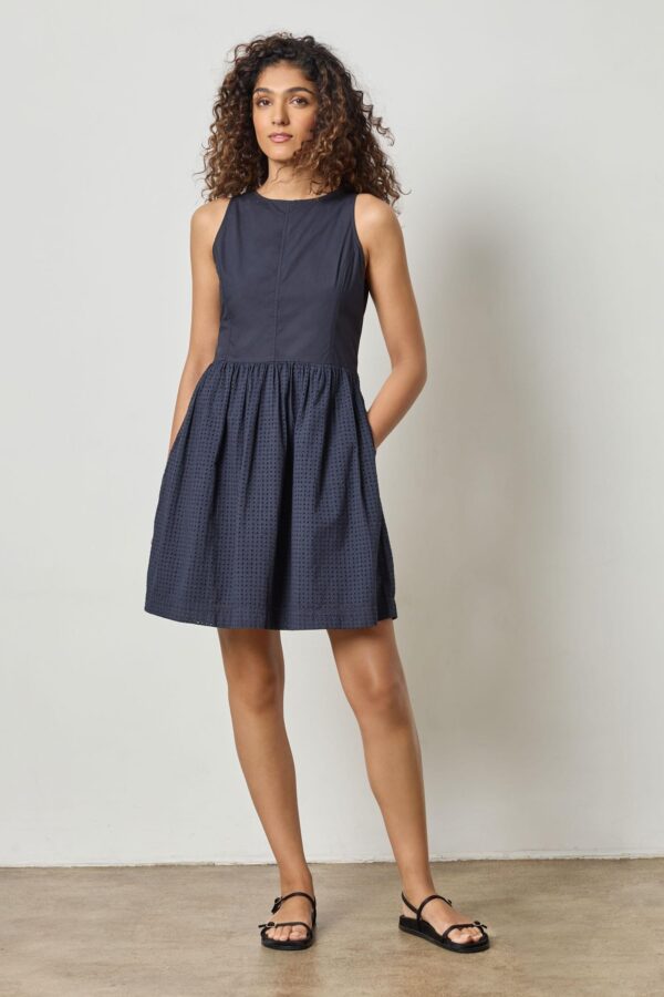 Eyelet High Neck Mini Dress - Image 3