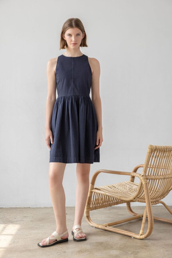 Eyelet High Neck Mini Dress - Image 5