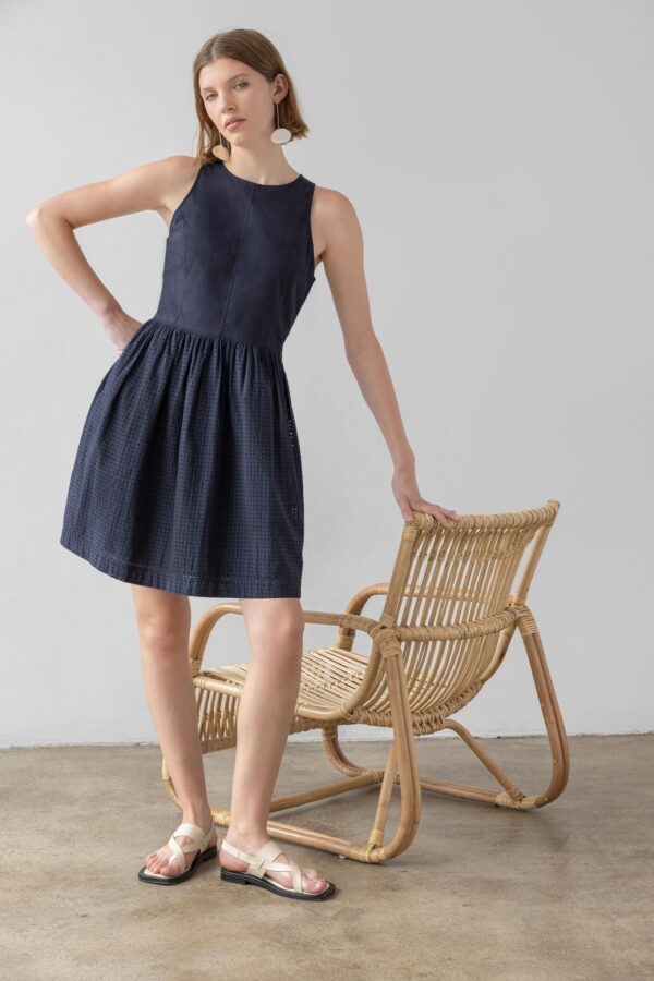 Eyelet High Neck Mini Dress - Image 6