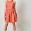 Eyelet High Neck Mini Dress