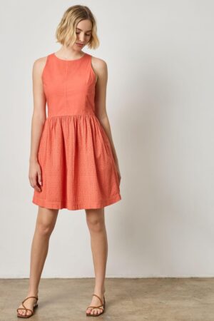 Eyelet High Neck Mini Dress