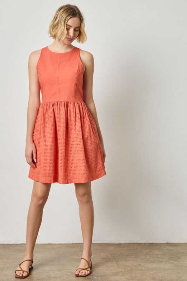 Eyelet High Neck Mini Dress