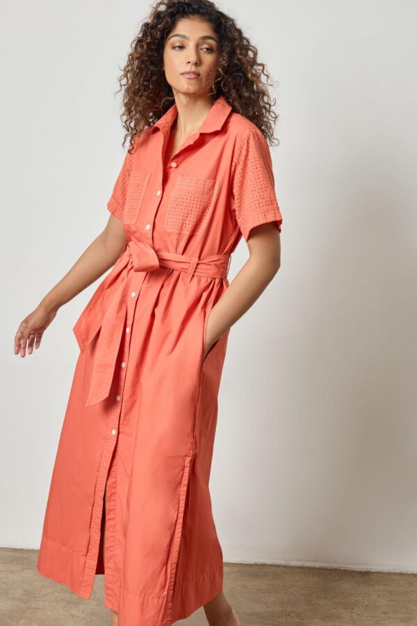 Eyelet Trim Maxi Shirt Dress - Image 9