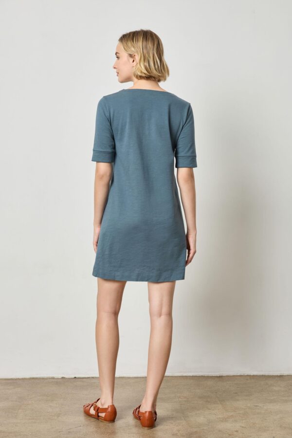 Elbow Sleeve Split Neck Dress - Image 5