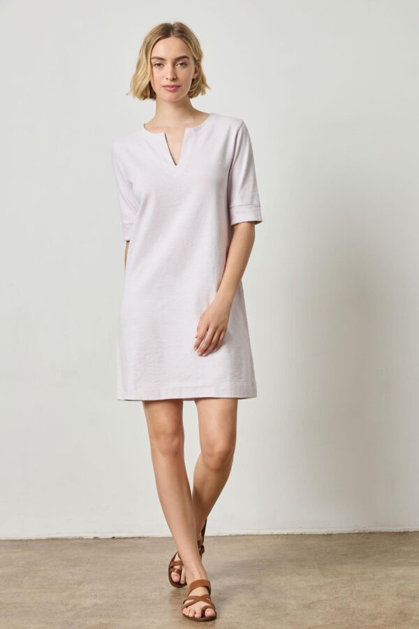 Elbow Sleeve Split Neck Dress - Image 9