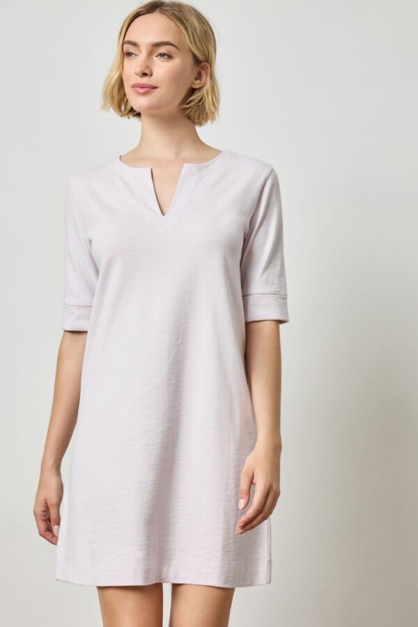 Elbow Sleeve Split Neck Dress - Image 11