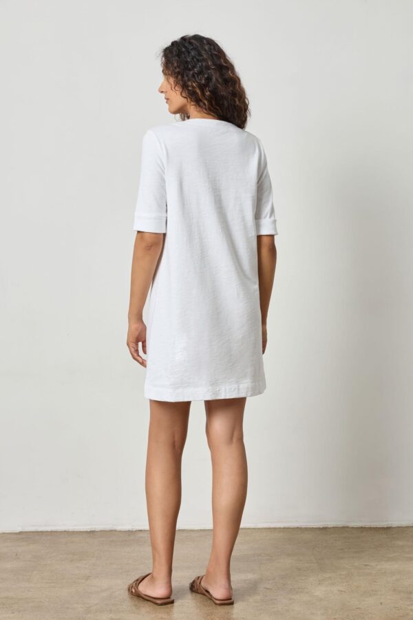Elbow Sleeve Split Neck Dress - Image 2