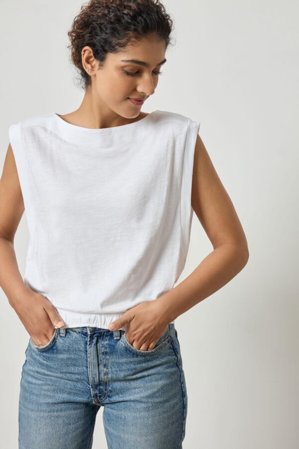 Elastic Hem Boatneck Top - Image 13